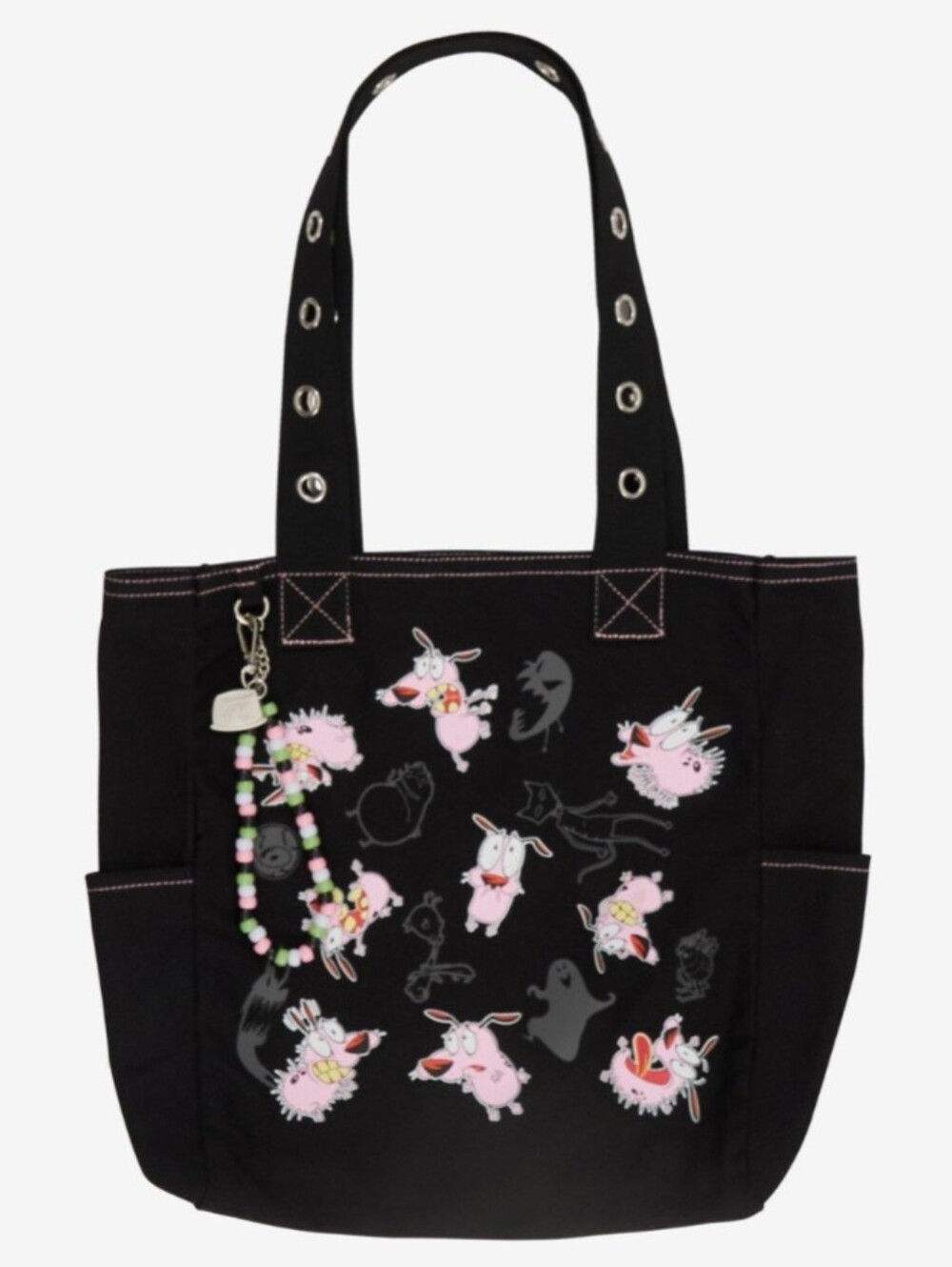 Courage The Cowardly Dog Grommet Tote Bag With Charm Cartoon Network New!